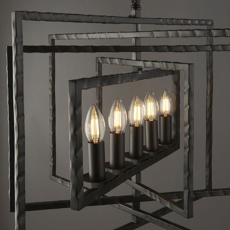Ceiling Lights - Tibbet - Aged Hammered Pewter Paint 5 Light Pendant Endon-61017 - Tibbet - Aged Hammered Pewter Paint 5 Light Pendant