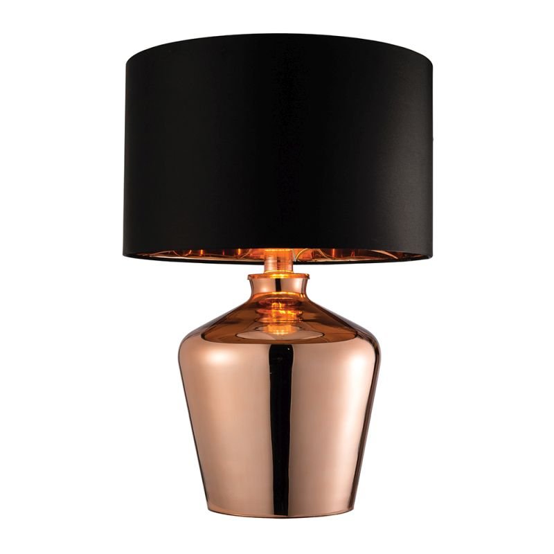 Endon-61149 - Waldorf - Black Shade & Copper Glass Table Lamp