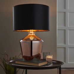 Waldorf - Copper Glass Table Lamp with Black Shade Waldorf - Copper Glass Table Lamp with Black Shade