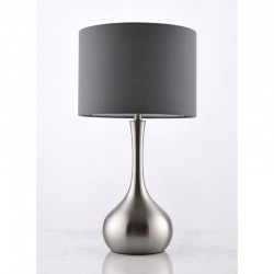Piccadilly - Satin Nickel Touch Table Lamp with Grey Shade Piccadilly - Satin Nickel Touch Table Lamp with Grey Shade