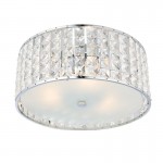 Belfont - Chrome 3 Light Flush with Crystal & Frosted Glass Diffuser
