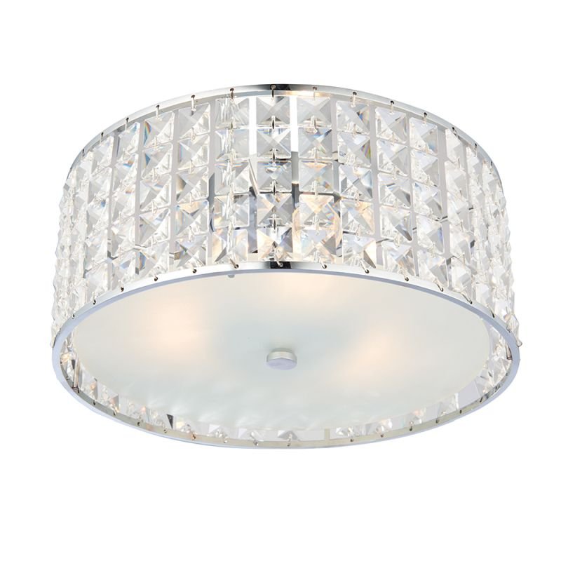 Endon-61252 - Belfont - Crystal with Frosted Glass Diffuser 3 Light Flush