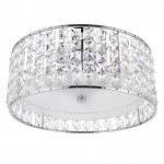 Belfont - Chrome 3 Light Flush with Crystal & Frosted Glass Diffuser