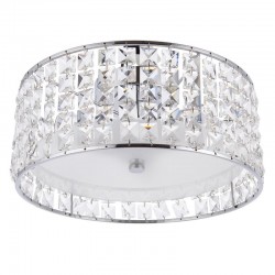 Belfont - Chrome 3 Light Flush with Crystal & Frosted Glass Diffuser Belfont - Chrome 3 Light Flush with Crystal & Frosted Glass Diffuser