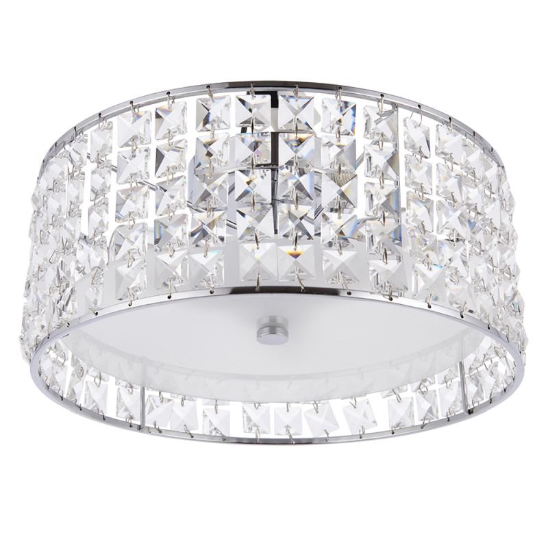 Endon-61252 - Belfont - Crystal with Frosted Glass Diffuser 3 Light Flush