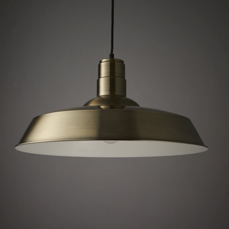 Ceiling Lights - Moore - Antique Brass Metal Single Hanging Pendant Endon-61283 - Moore - Antique Brass Metal Single Hanging Pendant