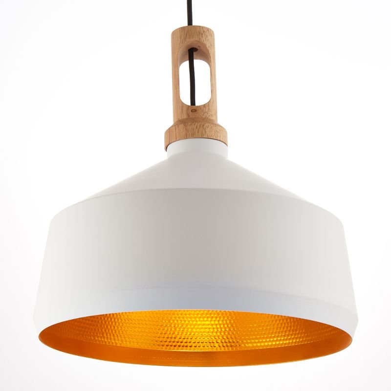 Ceiling Lights - Garcia - Matt White & Light Wood Single Pendant Endon-61352 - Garcia - Matt White & Light Wood Single Pendant