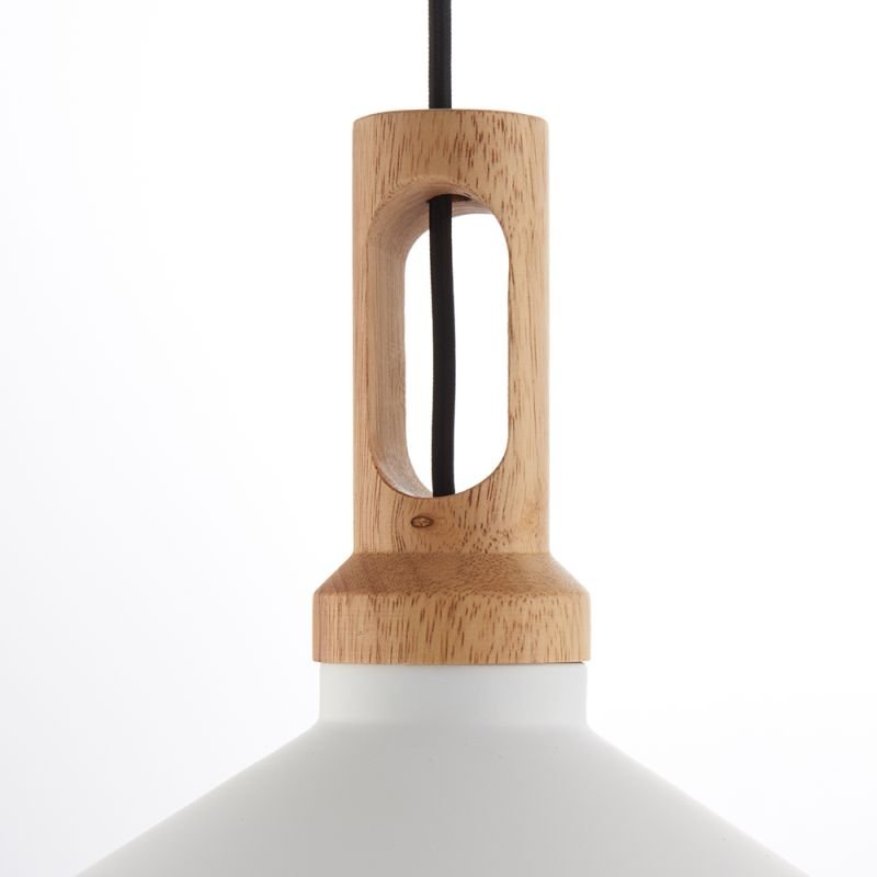 Ceiling Lights - Garcia - Matt White & Light Wood Single Pendant Endon-61352 - Garcia - Matt White & Light Wood Single Pendant