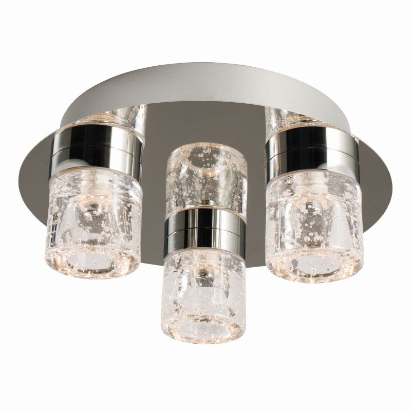 Bathroom Lights - Imperial - Bathroom Chrome with Glass 3 Light Ceiling Lamp Endon-61359 - Imperial - Bathroom Chrome with Glass 3 Light Ceiling Lamp