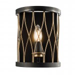 Heston - Black & Rustic Bronze Wall Lamp