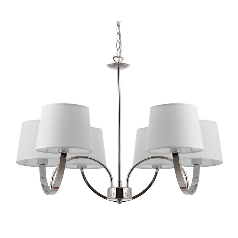 Ceiling Lights - Macy - White Shade & Polished Chrome 6 light Centre Fitting Endon-61709 - Macy - White Shade & Polished Chrome 6 light Centre Fitting