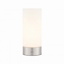 Dara - Brushed Nickel USB Touch Table Lamp with White Glass  Dara - Brushed Nickel USB Touch Table Lamp with White Glass