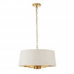 Harvey - Brushed Satin Gold 3 Light Pendant with Vintage White Shade Harvey - Brushed Satin Gold 3 Light Pendant with Vintage White Shade