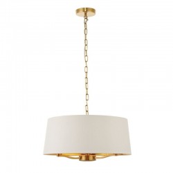 Harvey - Brushed Satin Gold 3 Light Pendant with Vintage White Shade