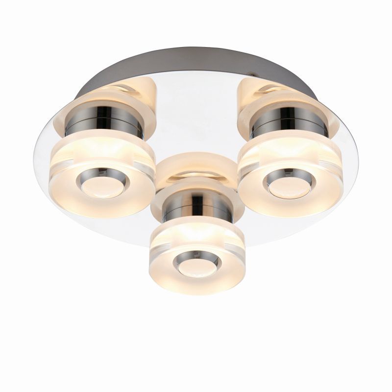 Bathroom Lights - Rita - LED Polished Chrome with Frosted 3 Light Ceiling Lamp Endon-68911 - Rita - LED Polished Chrome with Frosted 3 Light Ceiling Lamp