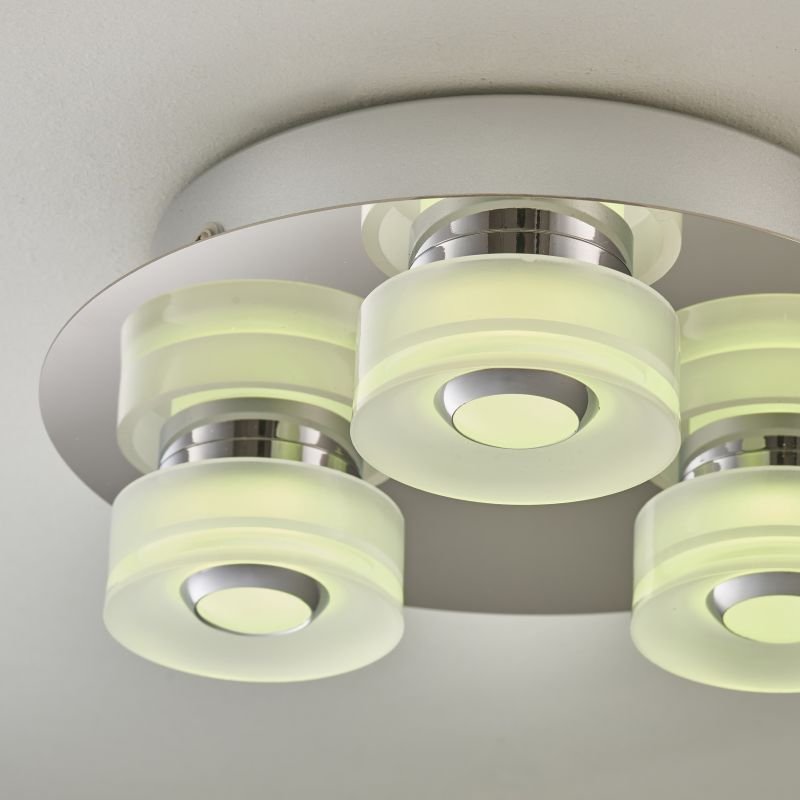 Bathroom Lights - Rita - LED Polished Chrome with Frosted 3 Light Ceiling Lamp Endon-68911 - Rita - LED Polished Chrome with Frosted 3 Light Ceiling Lamp