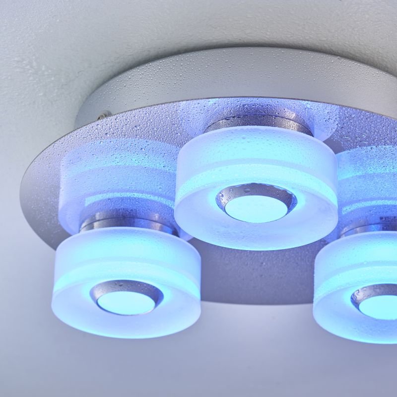 Bathroom Lights - Rita - LED Polished Chrome with Frosted 3 Light Ceiling Lamp Endon-68911 - Rita - LED Polished Chrome with Frosted 3 Light Ceiling Lamp