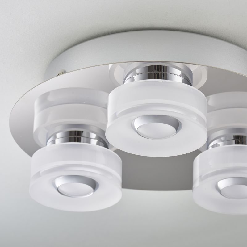 Bathroom Lights - Rita - LED Polished Chrome with Frosted 3 Light Ceiling Lamp Endon-68911 - Rita - LED Polished Chrome with Frosted 3 Light Ceiling Lamp