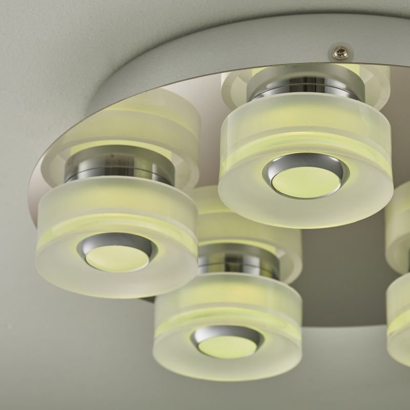 Bathroom Lights - Rita - LED Polished Chrome with Frosted 5 Light Ceiling Lamp Endon-68913 - Rita - LED Polished Chrome with Frosted 5 Light Ceiling Lamp