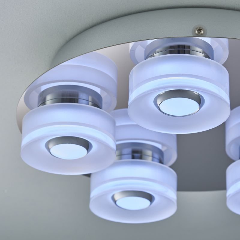 Bathroom Lights - Rita - LED Polished Chrome with Frosted 5 Light Ceiling Lamp Endon-68913 - Rita - LED Polished Chrome with Frosted 5 Light Ceiling Lamp