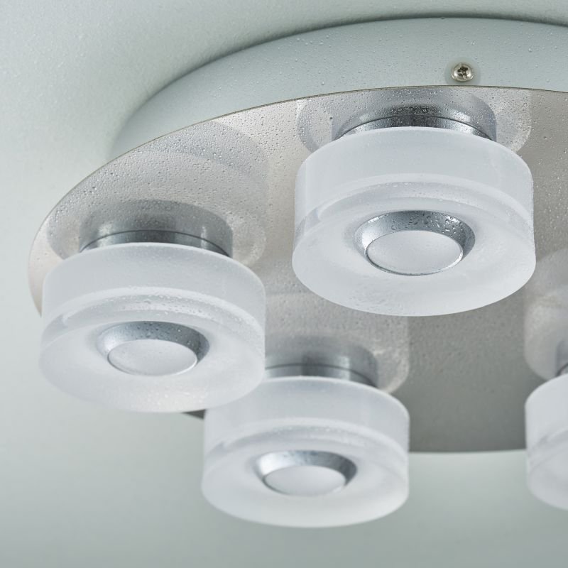 Bathroom Lights - Rita - LED Polished Chrome with Frosted 5 Light Ceiling Lamp Endon-68913 - Rita - LED Polished Chrome with Frosted 5 Light Ceiling Lamp