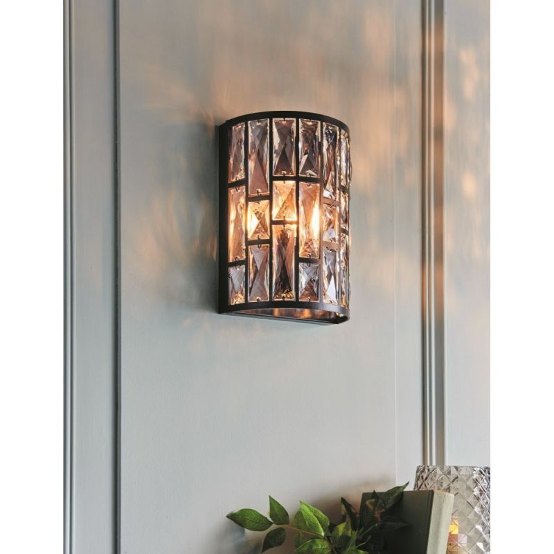 Endon-69392 - Belle - Crystal with Dark Bronze Wall Lamp