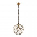 Miele - Antique Brass Lantern Pendant with Hexagonal Glasses Miele - Antique Brass Lantern Pendant with Hexagonal Glasses