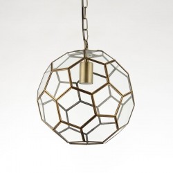 Miele - Antique Brass Lantern Pendant with Hexagonal Glasses Miele - Antique Brass Lantern Pendant with Hexagonal Glasses