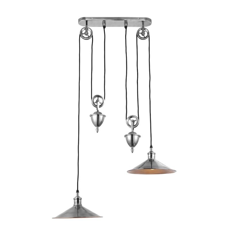 Kitchen Lights - Victoria - Antique Silver 2 Light Rise and Fall Pendant Endon-69840 - Victoria - Antique Silver 2 Light Rise and Fall Pendant