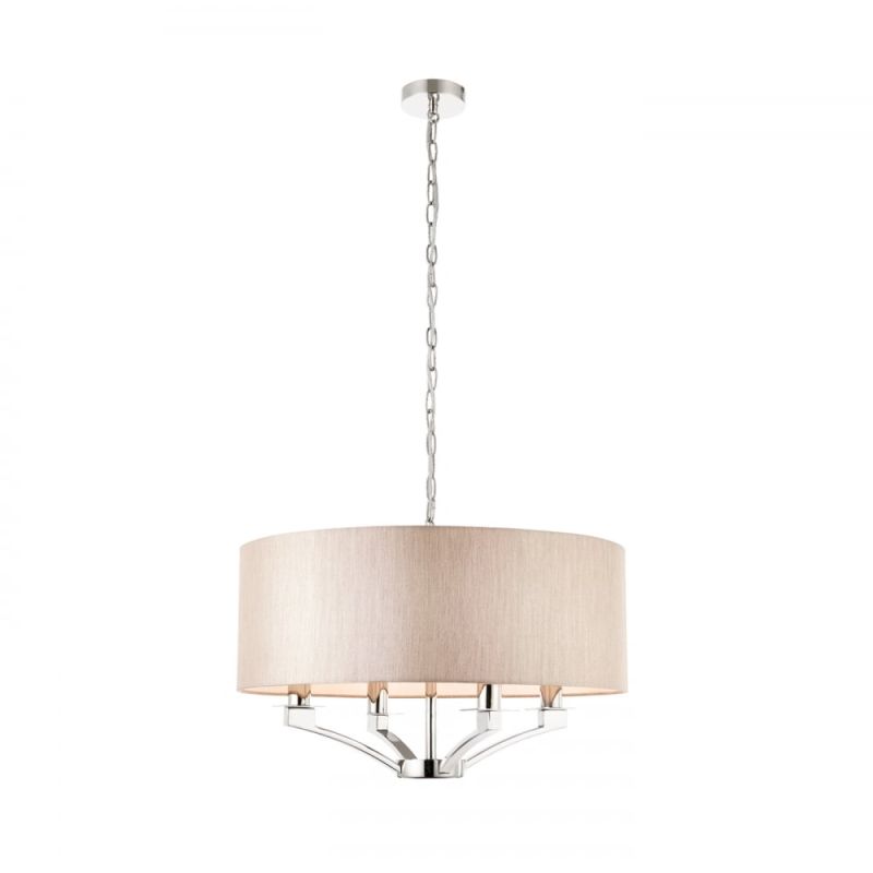 Endon-70074 - Vienna - Polished Nickel 4 Light Pendant with Beige Shade