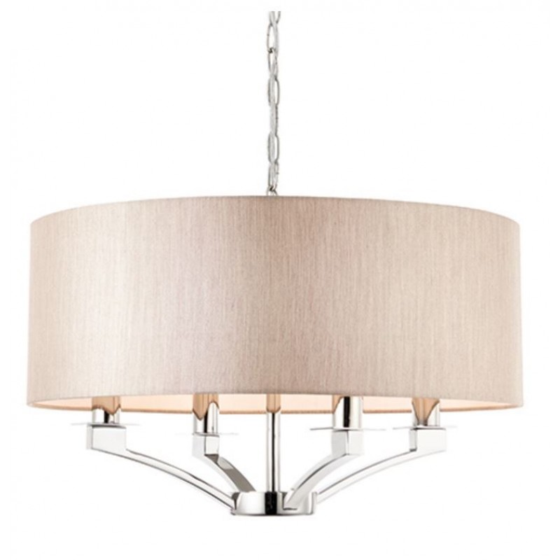 Endon-70074 - Vienna - Polished Nickel 4 Light Pendant with Beige Shade