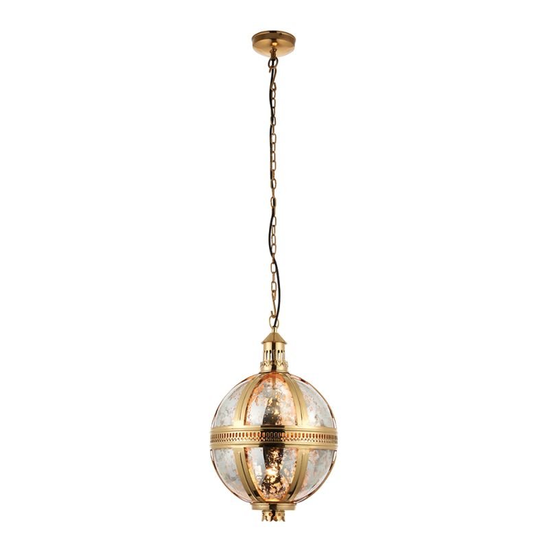 Ceiling Lights - Vienna - Mercury Glass & Gold Lantern Pendant Endon-70091 - Vienna - Mercury Glass & Gold Lantern Pendant