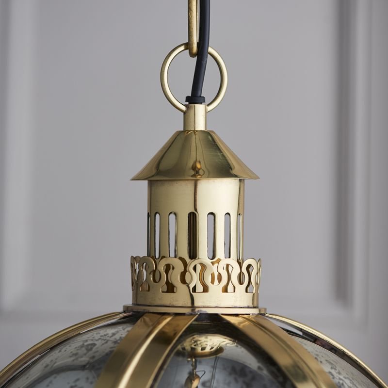 Ceiling Lights - Vienna - Mercury Glass & Gold Lantern Pendant Endon-70091 - Vienna - Mercury Glass & Gold Lantern Pendant