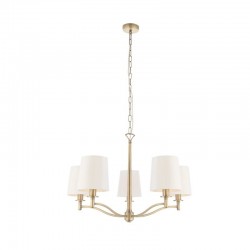 Ortona - Matt Antique Brass 5 Light Centre Fitting with Vintage White Shades Ortona - Matt Antique Brass 5 Light Centre Fitting with Vintage White Shades