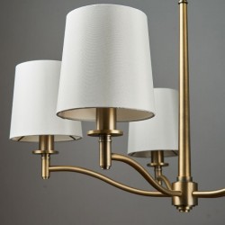 Ortona - Matt Antique Brass 5 Light Centre Fitting with Vintage White Shades Ortona - Matt Antique Brass 5 Light Centre Fitting with Vintage White Shades