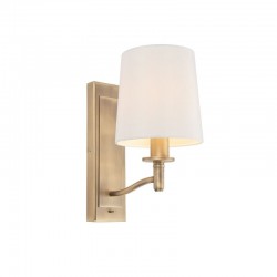 Ortona - Matt Antique Brass Wall Lamp with Vintage White Shade