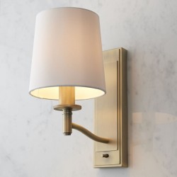 Ortona - Matt Antique Brass Wall Lamp with Vintage White Shade