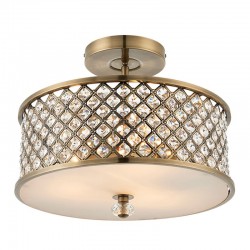 Hudson - Antique Brass Semi-Flush with Crystal & Opal Diffuser Hudson - Antique Brass Semi-Flush with Crystal & Opal Diffuser