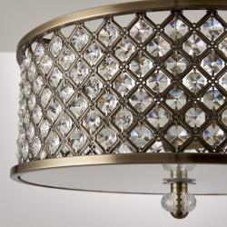 Hudson - Antique Brass Semi-Flush with Crystal & Opal Diffuser Hudson - Antique Brass Semi-Flush with Crystal & Opal Diffuser