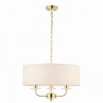 Nixon - Brass 3 Light Pendant with Crystal & Vintage White Shade Nixon - Brass 3 Light Pendant with Crystal & Vintage White Shade