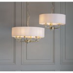 Nixon - Brass 6 Light Pendant with Crystal & Vintage White Shade Nixon - Brass 6 Light Pendant with Crystal & Vintage White Shade