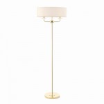 Nixon - Brass 2 Light Floor Lamp with Crystal & Vintage White Shade Nixon - Brass 2 Light Floor Lamp with Crystal & Vintage White Shade