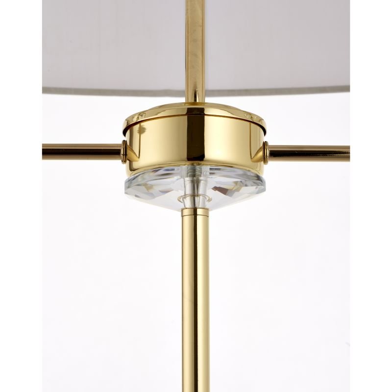 Endon-70563 - Nixon - Brass & Crystal 2 Light Floor Lamp with Vintage White Shade