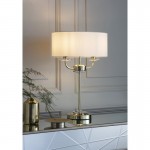 Nixon - Brass 2 Light Table Lamp with Crystal & Vintage White Shade Nixon - Brass 2 Light Table Lamp with Crystal & Vintage White Shade