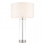 Lessina - Clear Glass & Bright Nickel Table Lamp with Vintage White Shade Lessina - Clear Glass & Bright Nickel Table Lamp with Vintage White Shade