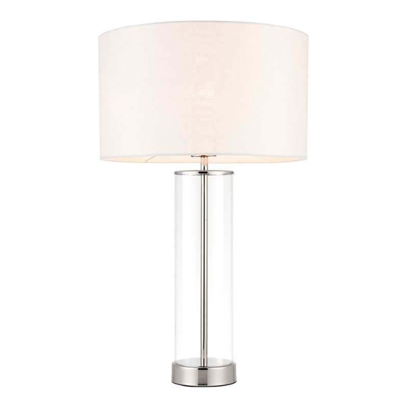 Endon-70600 - Lessina - Vintage White & Clear Glass with Bright Nickel Table Lamp