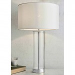 Lessina - Clear Glass & Bright Nickel Table Lamp with Vintage White Shade Lessina - Clear Glass & Bright Nickel Table Lamp with Vintage White Shade