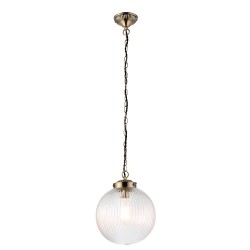 Brydon - Antique Brass Pendant with Clear Ribbed Glass Brydon - Antique Brass Pendant with Clear Ribbed Glass