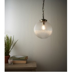 Brydon - Antique Brass Pendant with Clear Ribbed Glass Brydon - Antique Brass Pendant with Clear Ribbed Glass