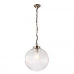 Brydon - Antique Brass Big Pendant with Clear Ribbed Glass Brydon - Antique Brass Big Pendant with Clear Ribbed Glass